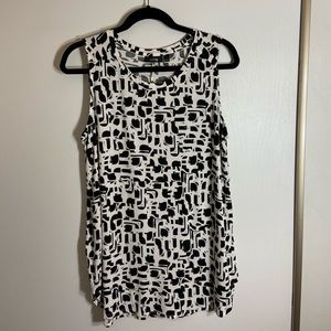 Apt. 9 Black & White Sleeveless Blouse Size L